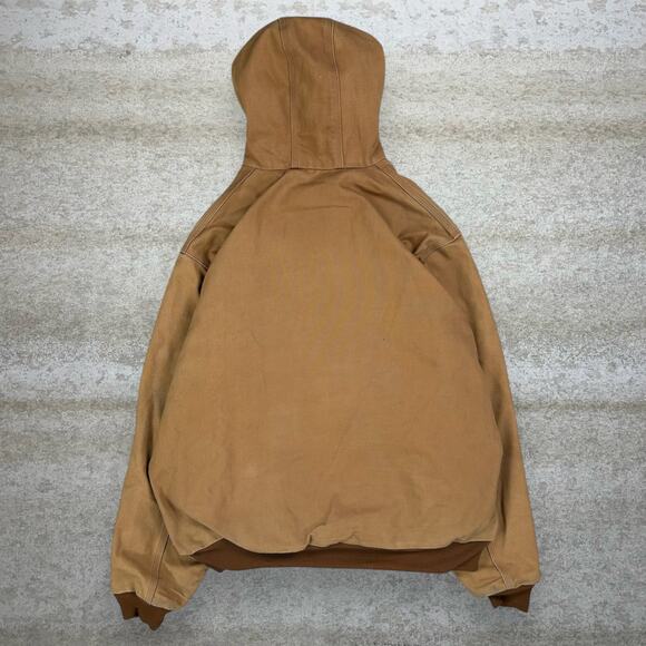 Vintage 90s Carhartt Jacket Mens XL Tan Cotton Canvas Mesh Hooded Union Made USA - Picture 3 of 4